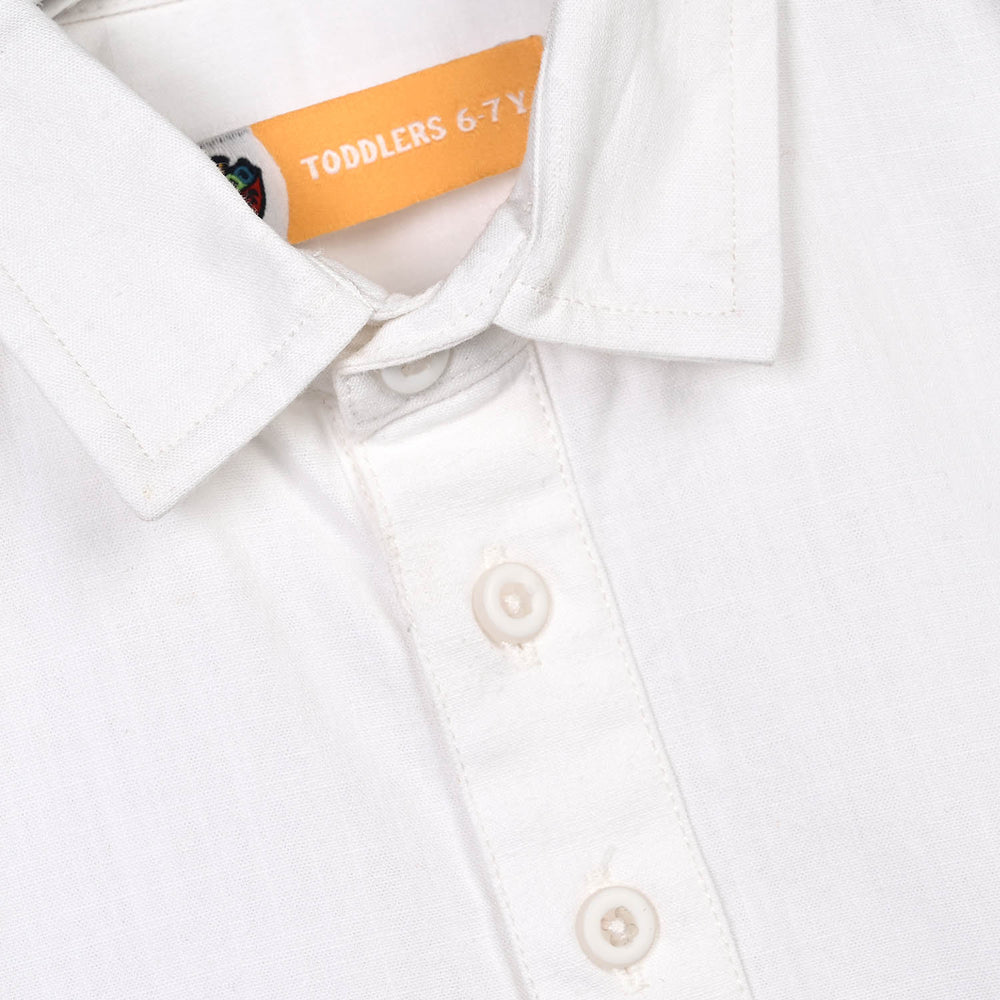 Boys Cotton Slub Shirt H/S (Pure You)-White