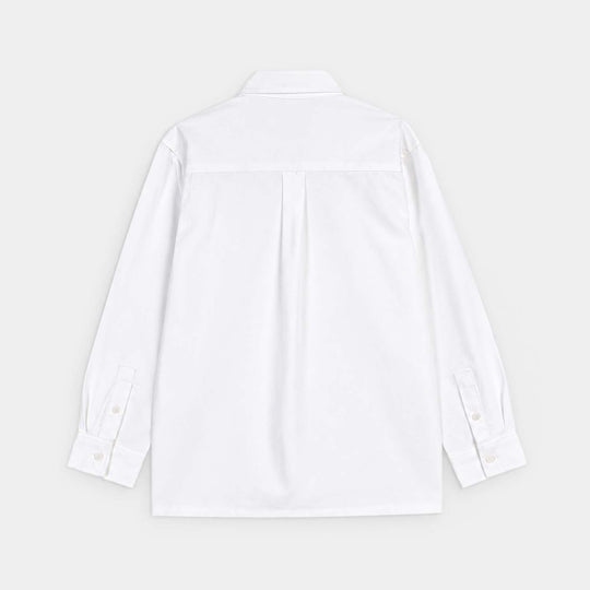 Boys Cotton Slub Shirt F/S (Red Bartec)-White
