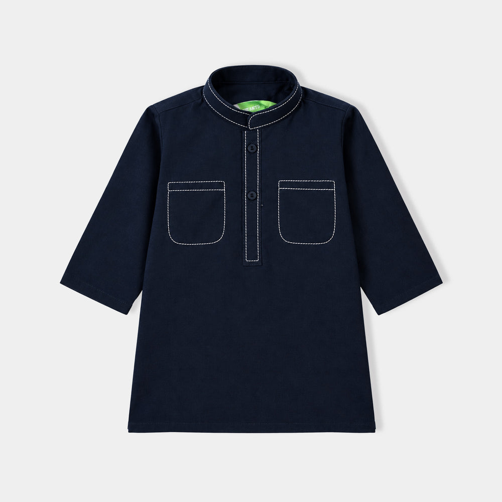 Infant Boys Cotton Poplin 2Piece Suit (Elegant)-NAVY