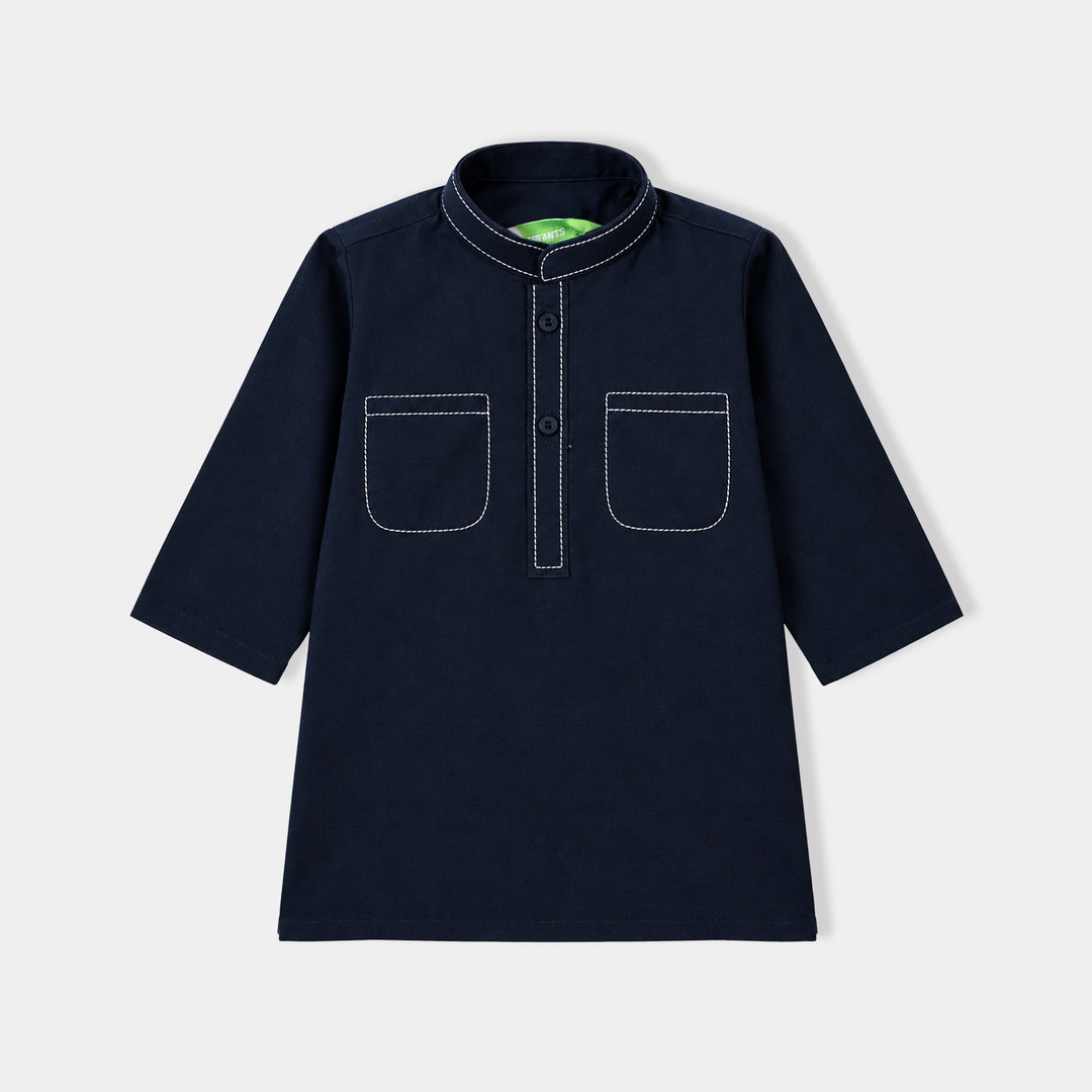 Infant Boys Cotton Poplin 2Piece Suit (Elegant)-NAVY