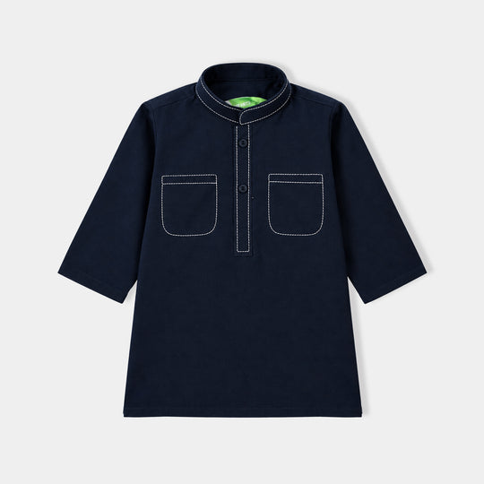 Infant Boys Cotton Poplin 2Piece Suit (Elegant)-NAVY