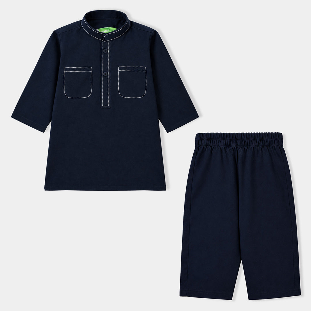 Infant Boys Cotton Poplin 2Piece Suit (Elegant)-NAVY