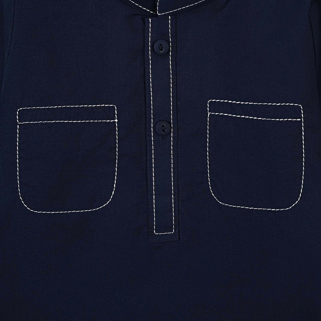 Infant Boys Cotton Poplin 2Piece Suit (Elegant)-NAVY