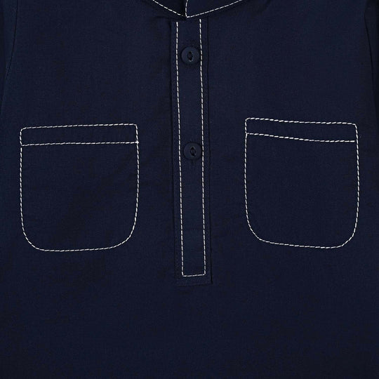 Infant Boys Cotton Poplin 2Piece Suit (Elegant)-NAVY