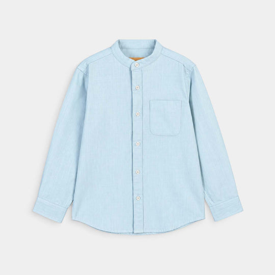 Boys Cotton Slub Shirt (Breeze)-Light Blue