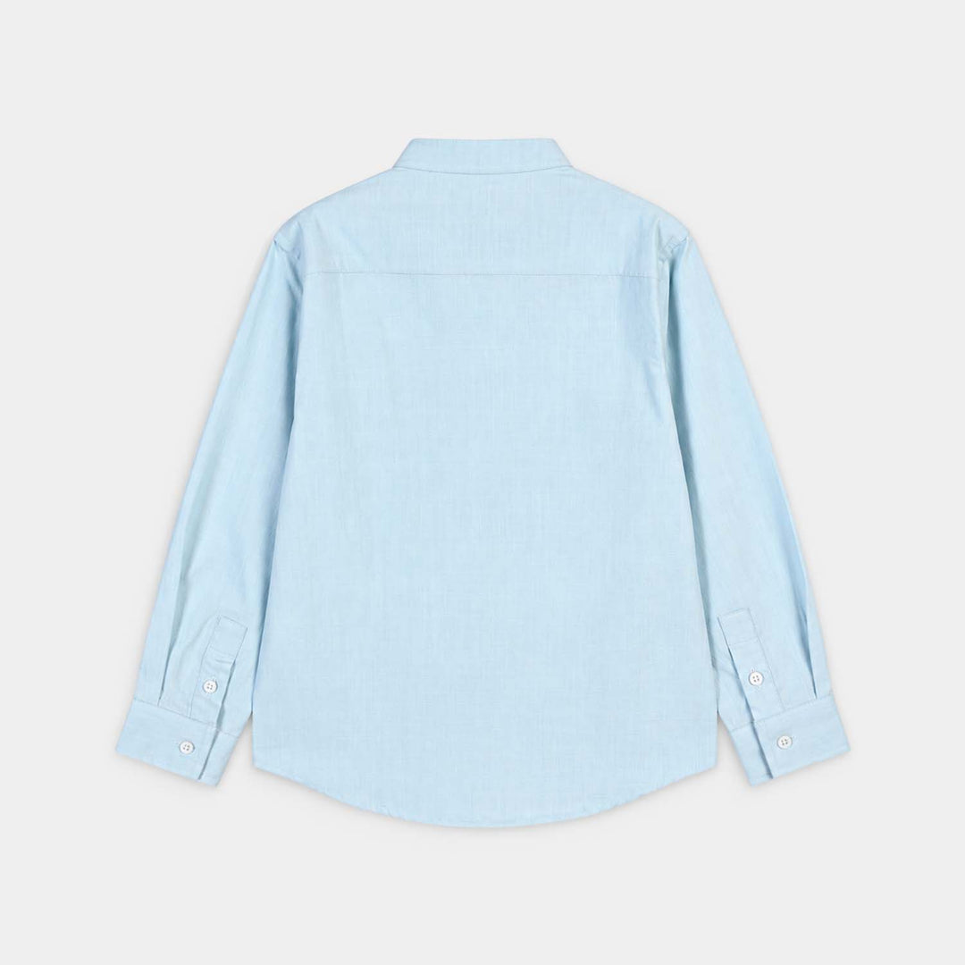 Boys Cotton Slub Shirt (Breeze)-Light Blue