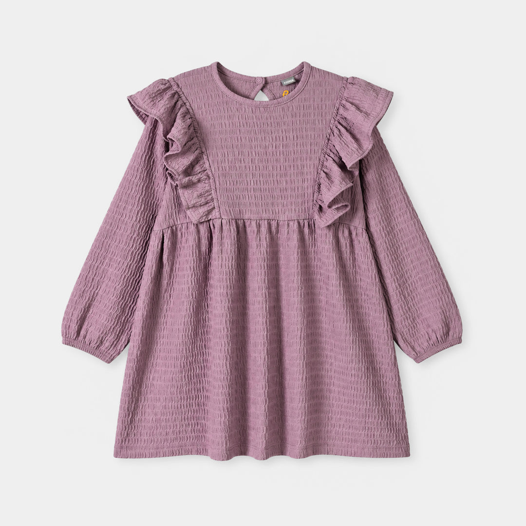Girls Seer Sucker Frock Preety Today-Purple