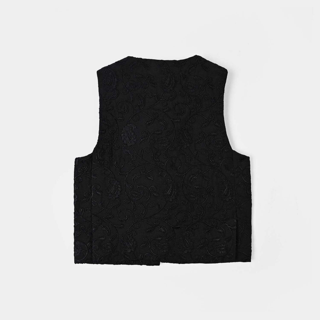 Infant Boys Poly Viscose Waistcoat (Chintz)-BLACK