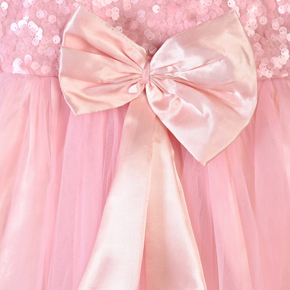 Girls Sequence Fancy Frock-Princess-Lt Pink
