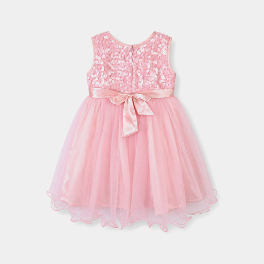 Girls Sequence Fancy Frock-Princess-Lt Pink