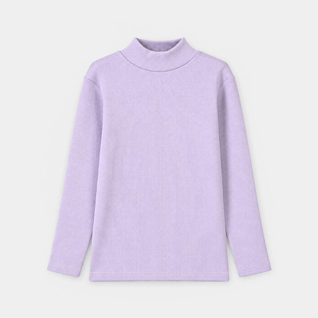 Girls 2x1 Rib Turtle Neck Lilac