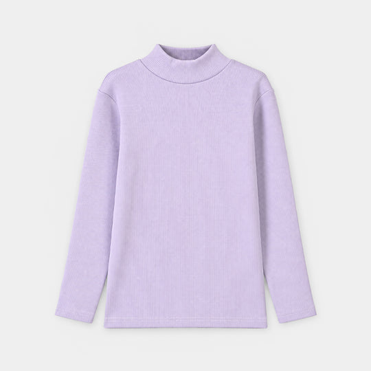 Girls 2x1 Rib Turtle Neck Lilac