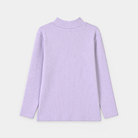 Girls 2x1 Rib Turtle Neck Lilac