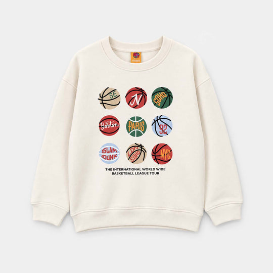 Boys Fleece SweatShirt Basketball League-Off White
