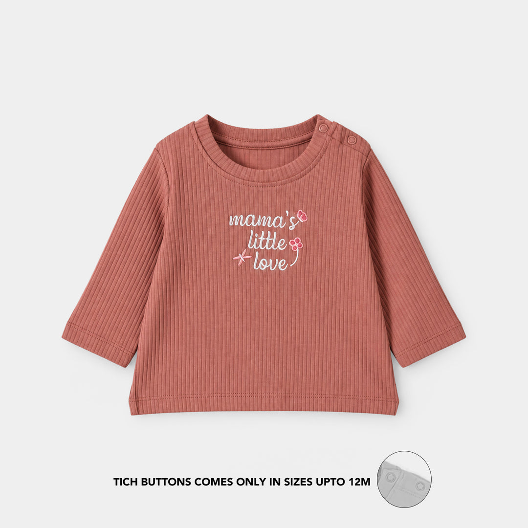 Infant Girls Rib T.Shirt Little Love-ORANGE