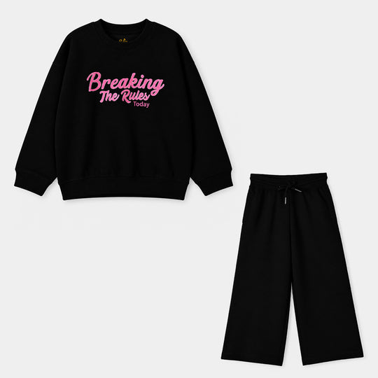 Girls Fleece 2Pcs Breaking The Rule-BLACK
