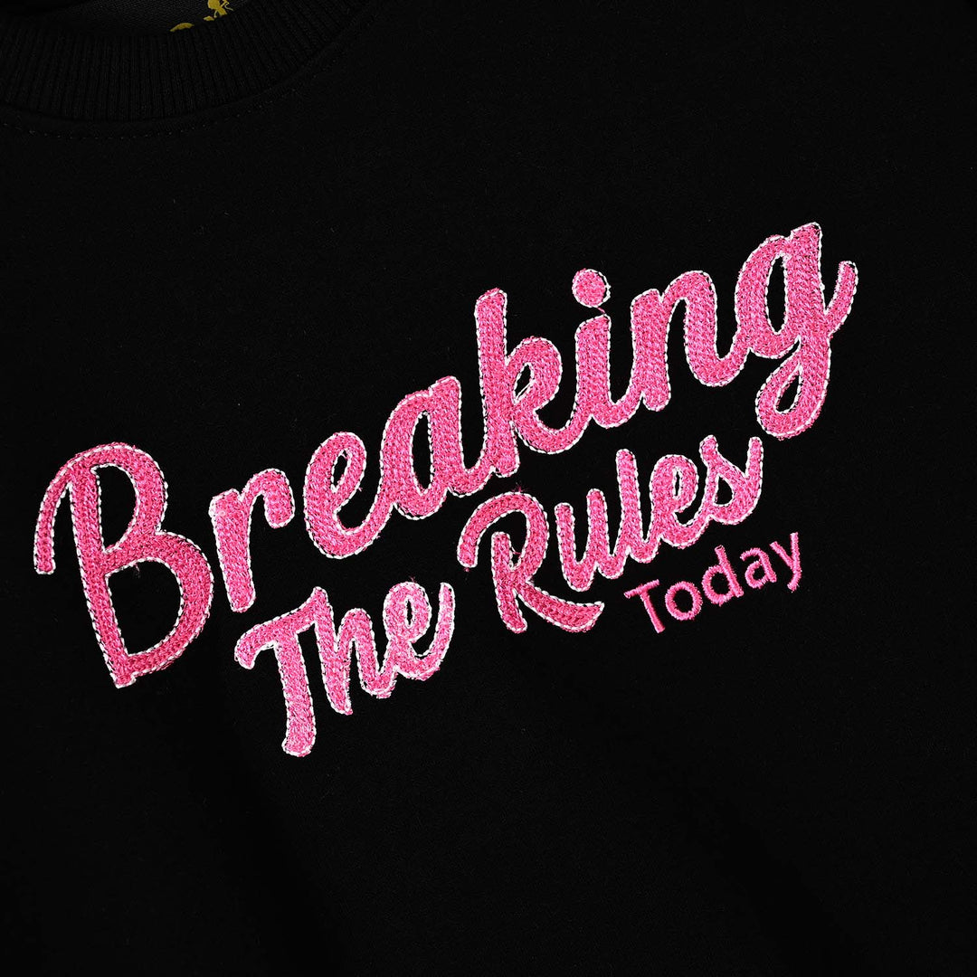 Girls Fleece 2Pcs Breaking The Rule-BLACK