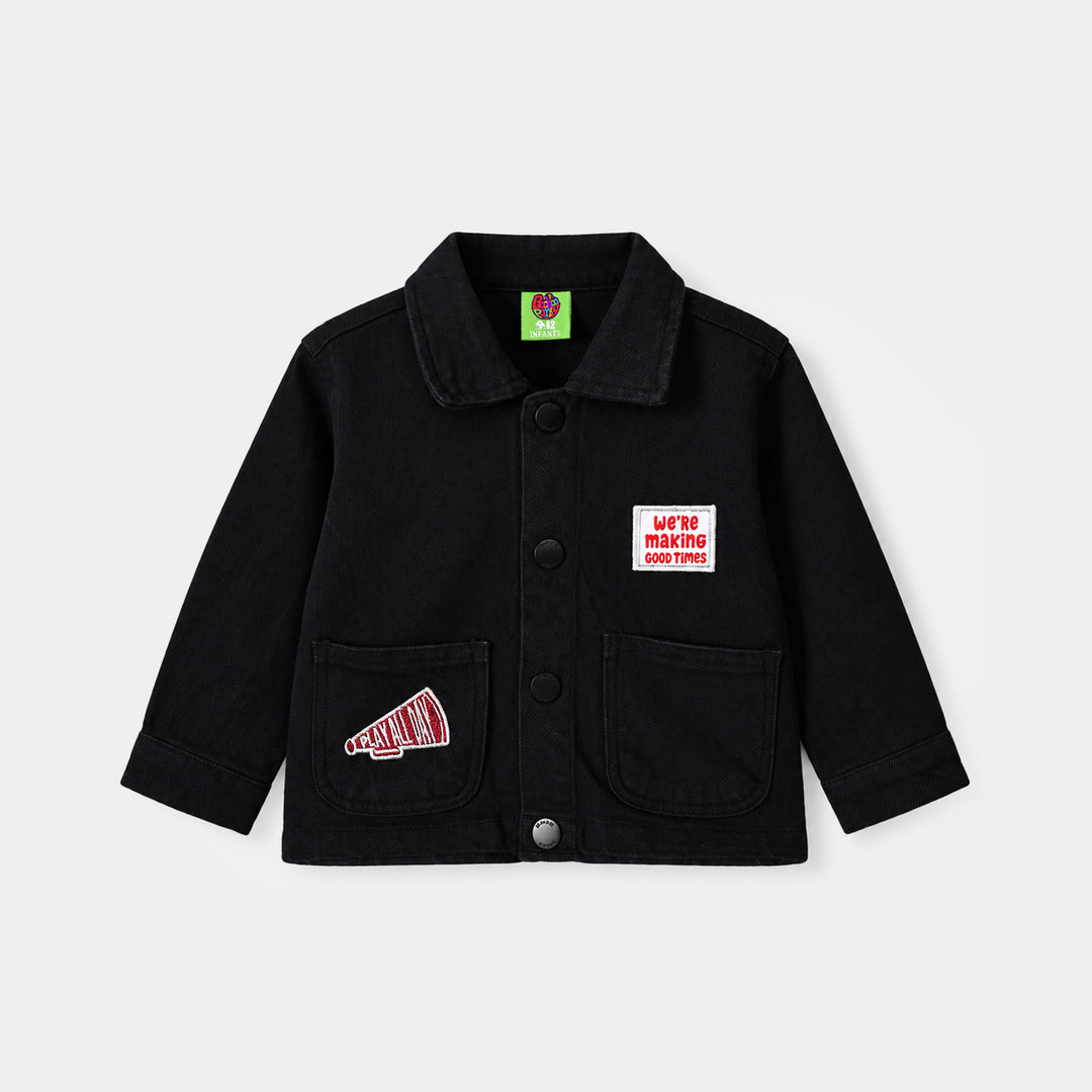 Infant Boys Cotton Twill Jacket Play All Day-BLACK