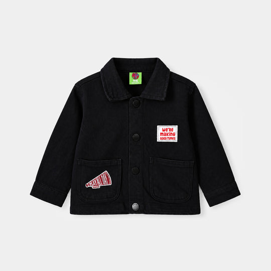 Infant Boys Cotton Twill Jacket Play All Day-BLACK