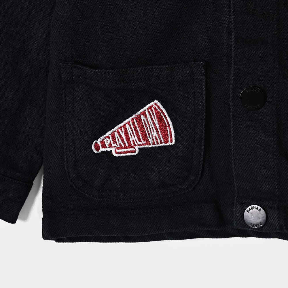 Infant Boys Cotton Twill Jacket Play All Day-BLACK