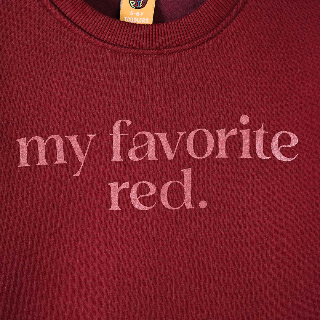 Girls Fleece Sweatshirt My Favorite Red