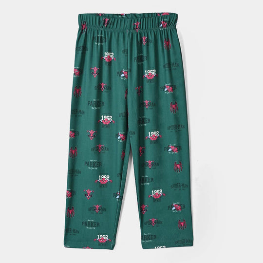 Boys Polyester Rib Night Suit Character Parker-Green