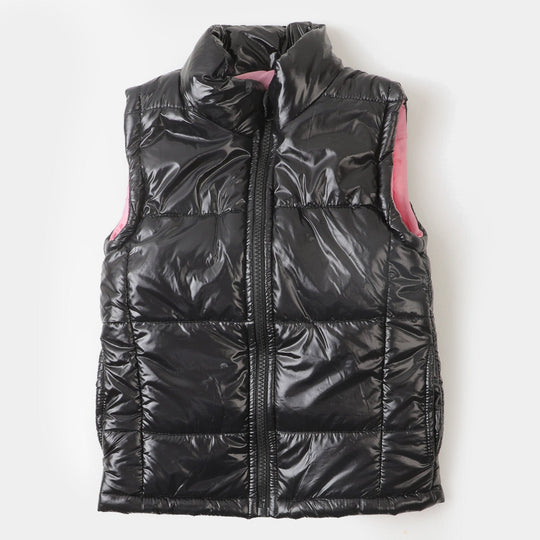 Girls Quilted Jacket Basic S/L-BLACK