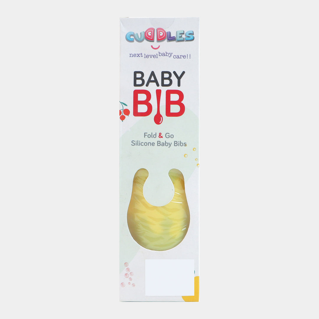 FOLD & GO CUDDLES SILICON BABY BIB | YELLOW-BLUE