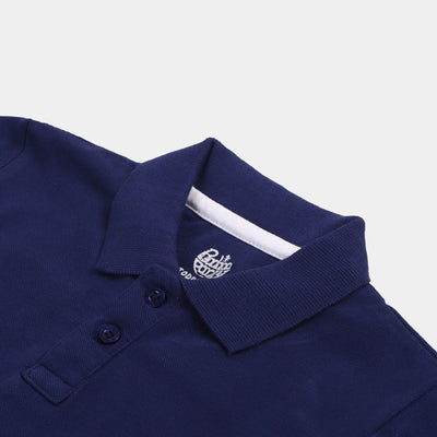 Boys Cotton Polo Basic - Navy Blue