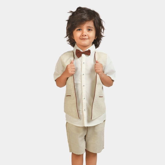 Boys Cotton 2PC Suit  - Sand