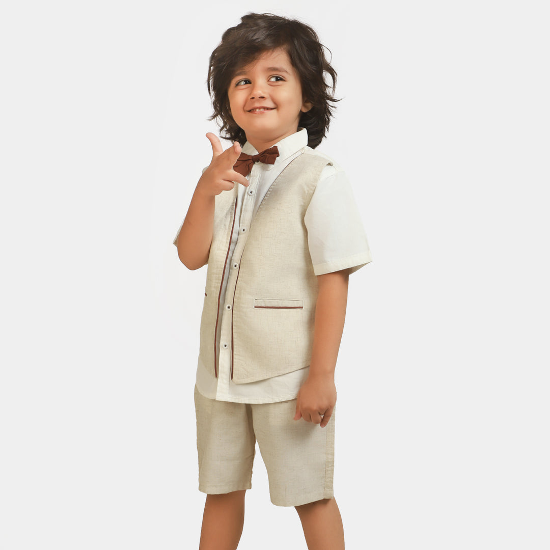 Boys Cotton 2PC Suit  - Sand