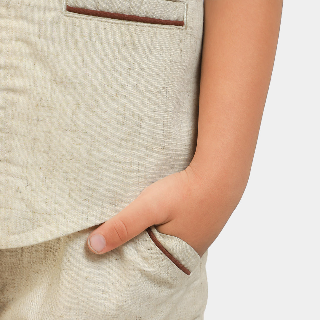 Boys Cotton 2PC Suit  - Sand