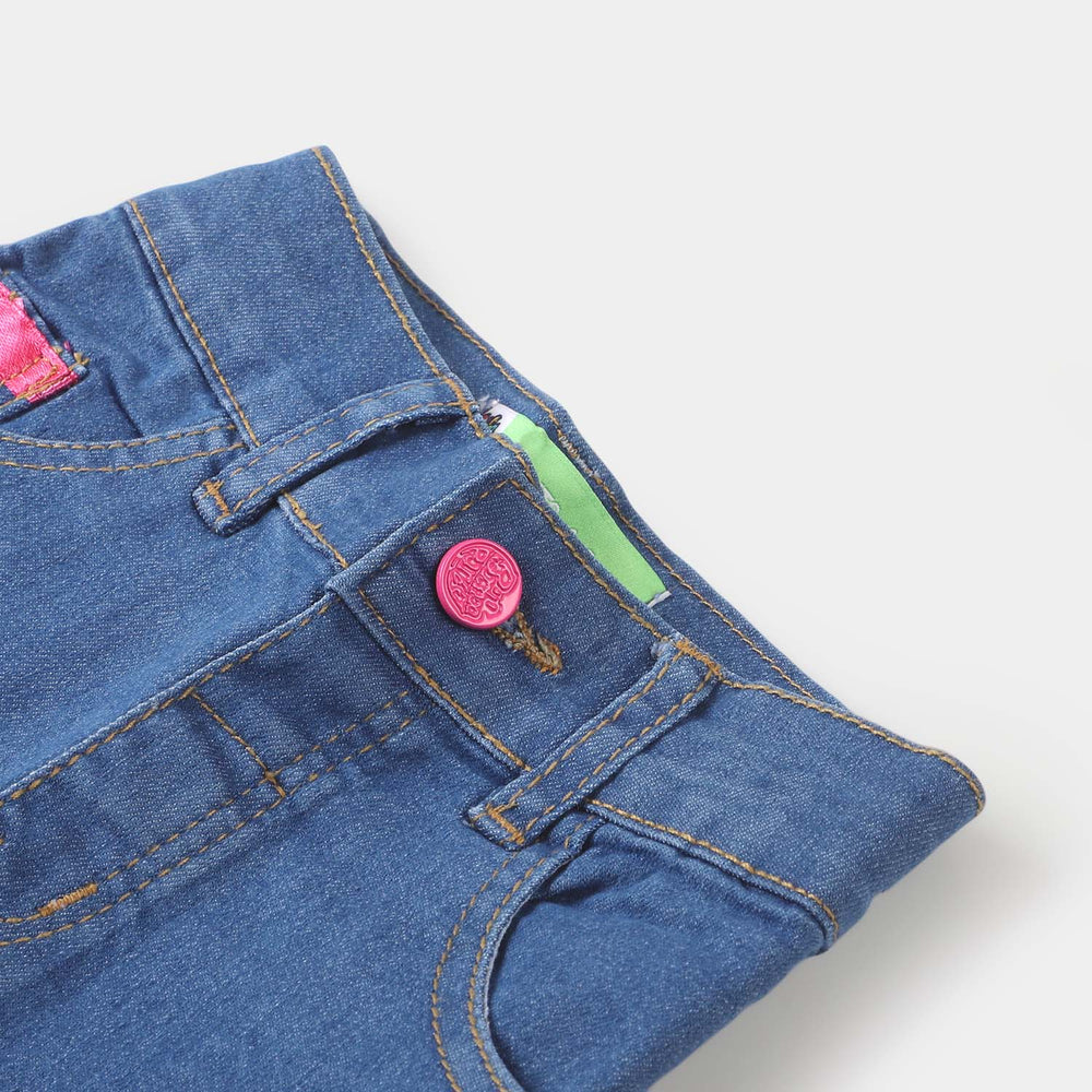 Infant Girls Denim Short Flower - LIGHT BLUE