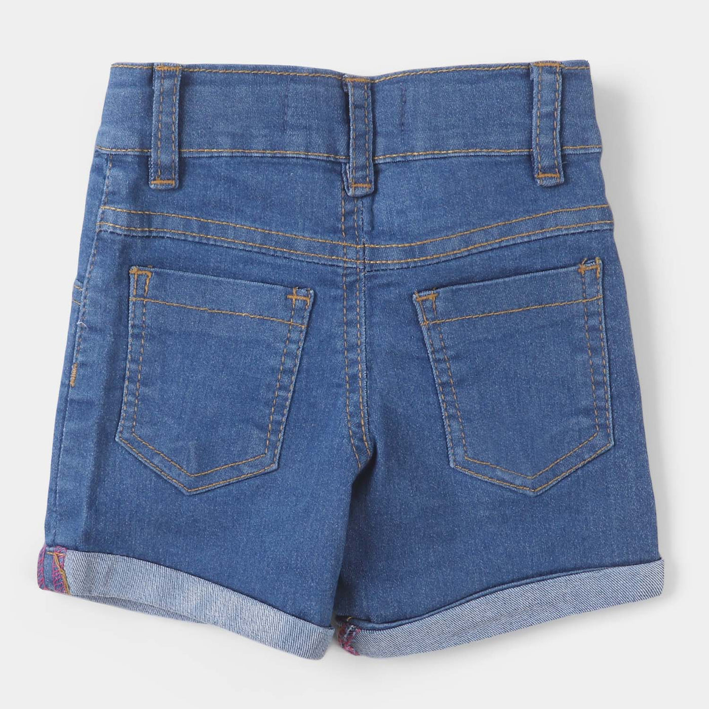 Infant Girls Denim Short Flower - LIGHT BLUE