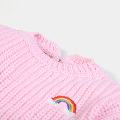 Infant Girls Knitted Sweater Rainbow - Pink