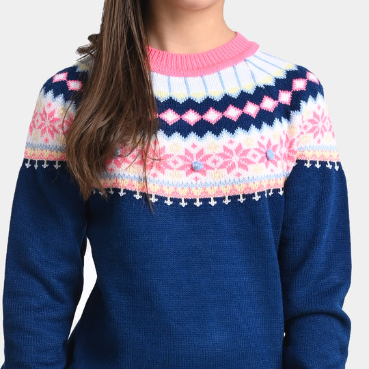 Girls Knitted Sweater -NAVY