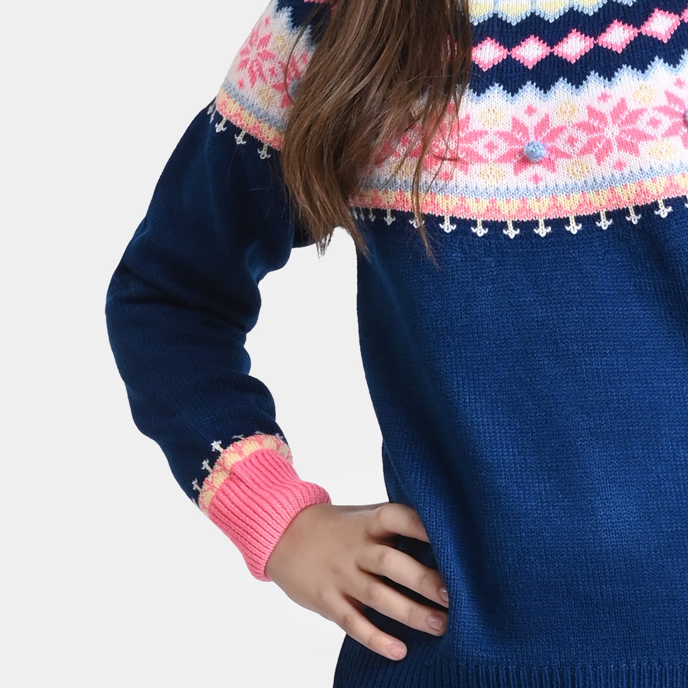 Girls Knitted Sweater -NAVY