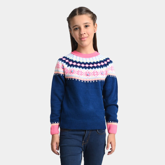 Girls Knitted Sweater -NAVY