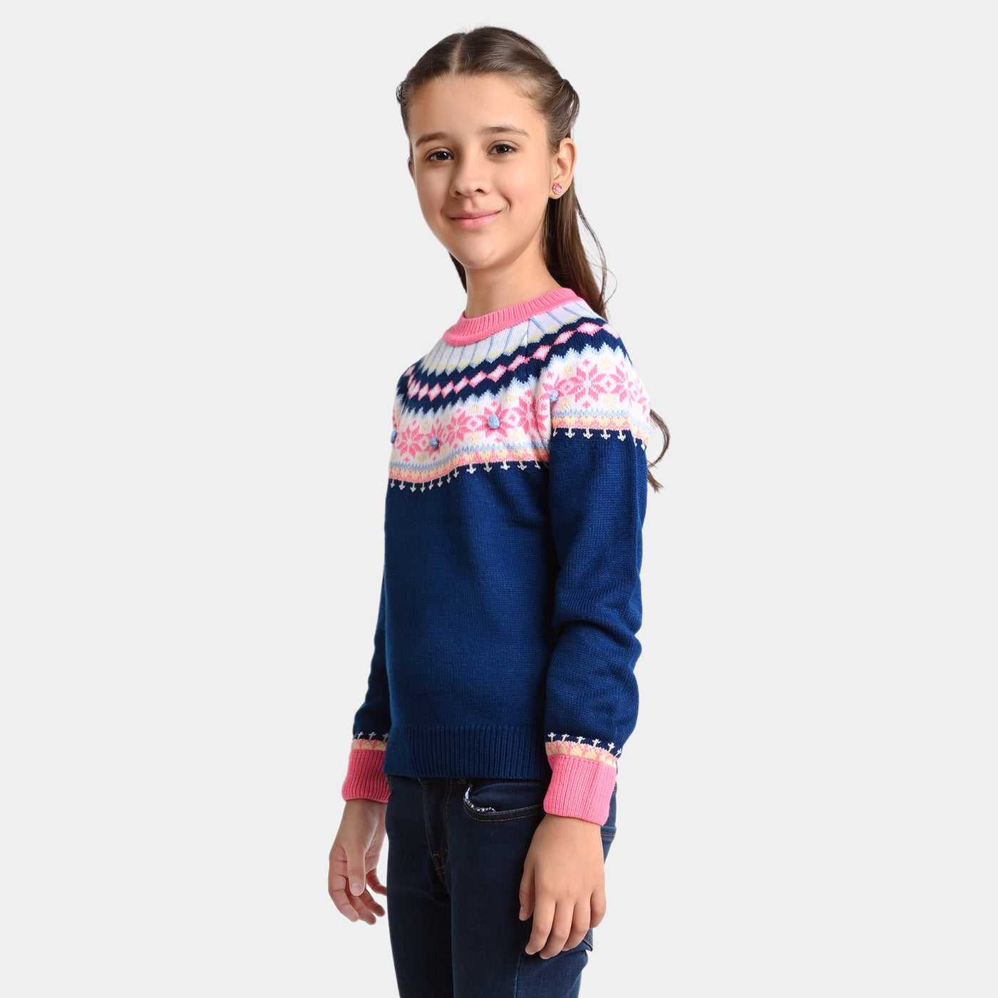Girls Knitted Sweater -NAVY