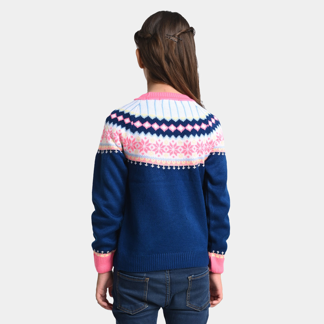 Girls Knitted Sweater -NAVY