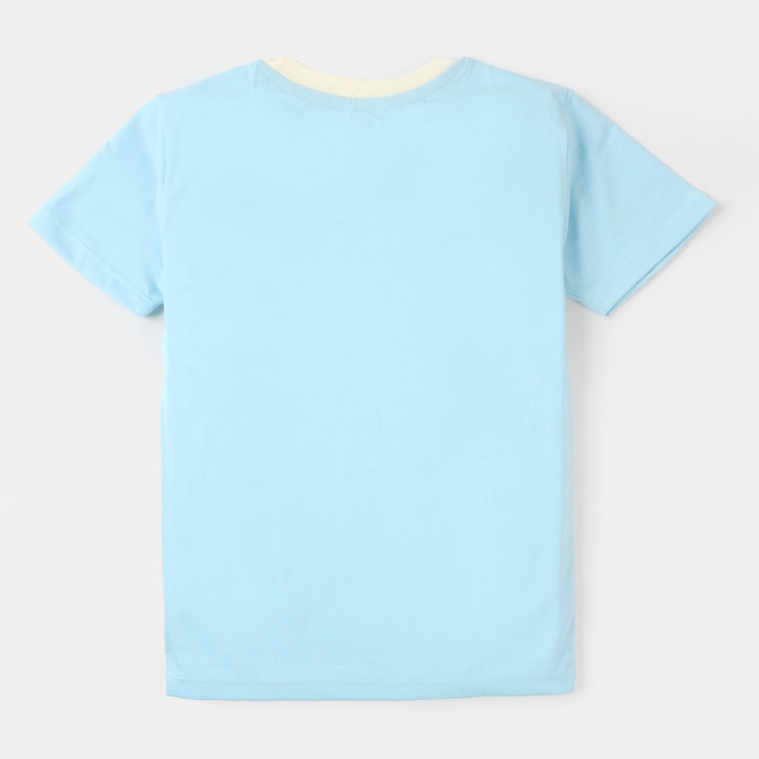 Girls Knitted Night Suit I Am - Sky Blue/Off White