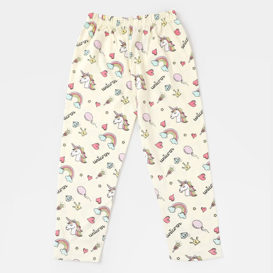 Girls Knitted Night Suit I Am - Sky Blue/Off White