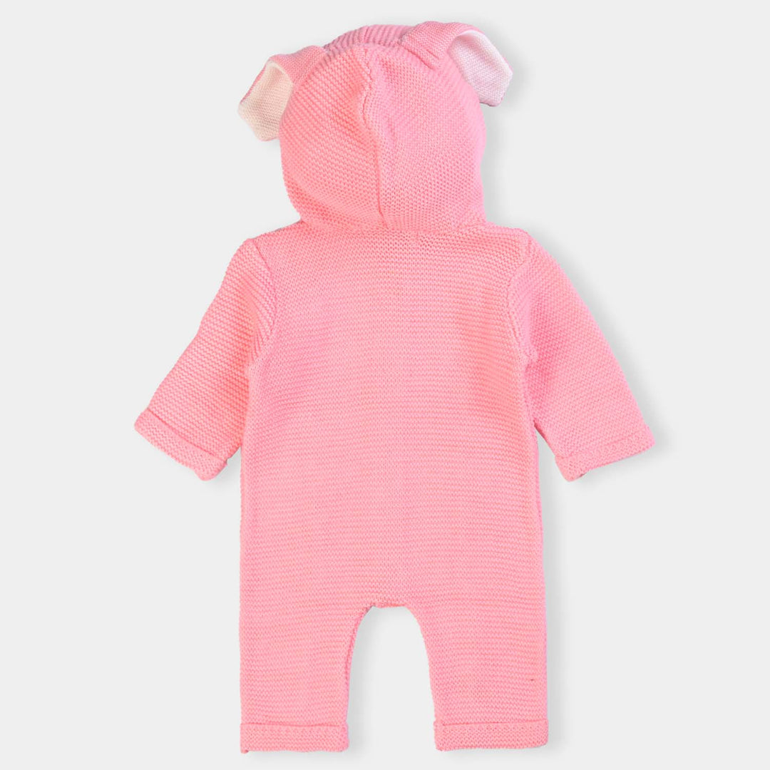 Infant Girls Knitted Romper-Pink