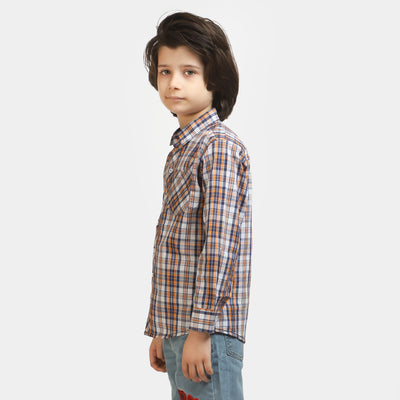 Boys Casual Shirt Check - Orange Check