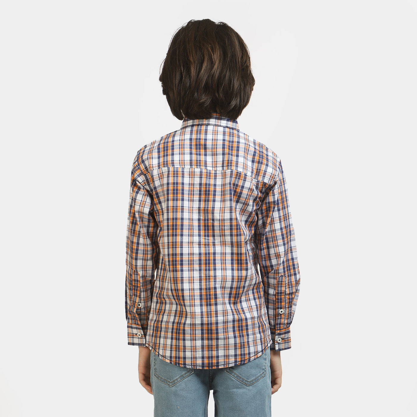 Boys Casual Shirt Check - Orange Check