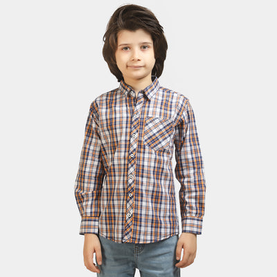 Boys Casual Shirt Check - Orange Check