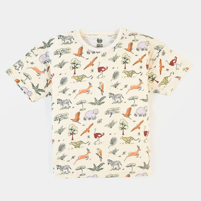 Boys T-Shirt Animal All Over - Cream