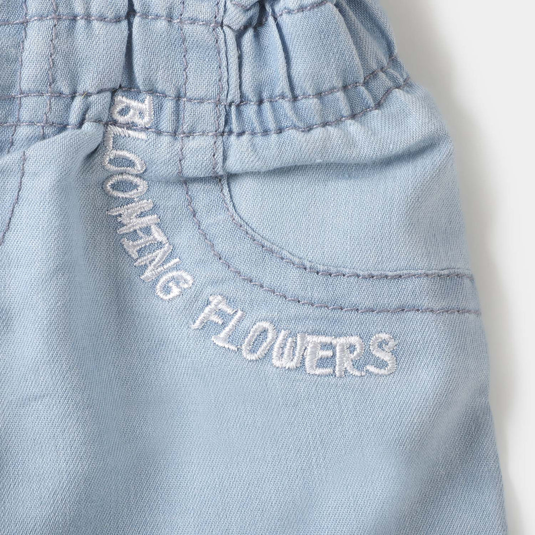 Infant Girls Denim Skirt Blooming Flower - Ice Blue