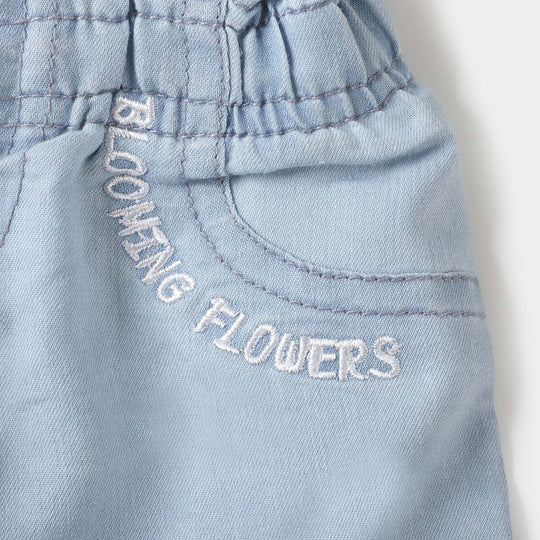 Infant Girls Denim Skirt Blooming Flower - Ice Blue