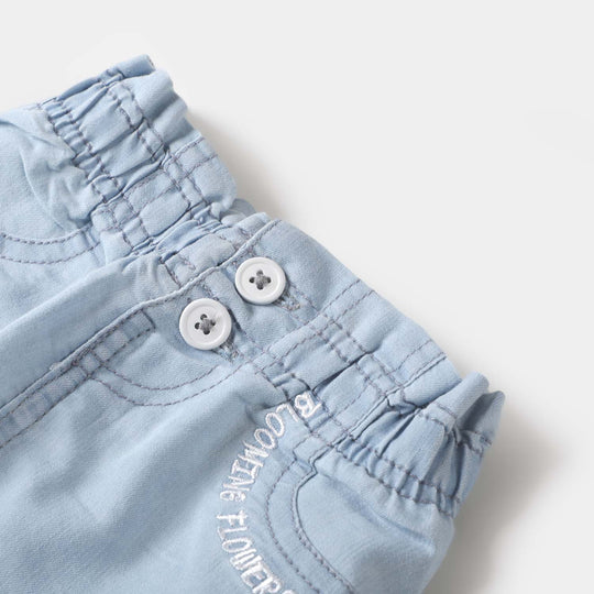 Infant Girls Denim Skirt Blooming Flower - Ice Blue